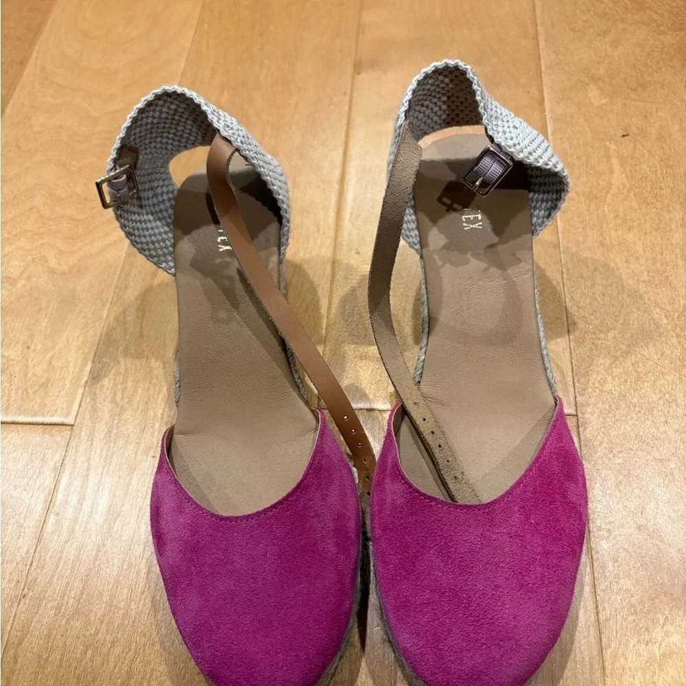 Women’s Pink Espadrille Wedge Sandals with Ankle Strap